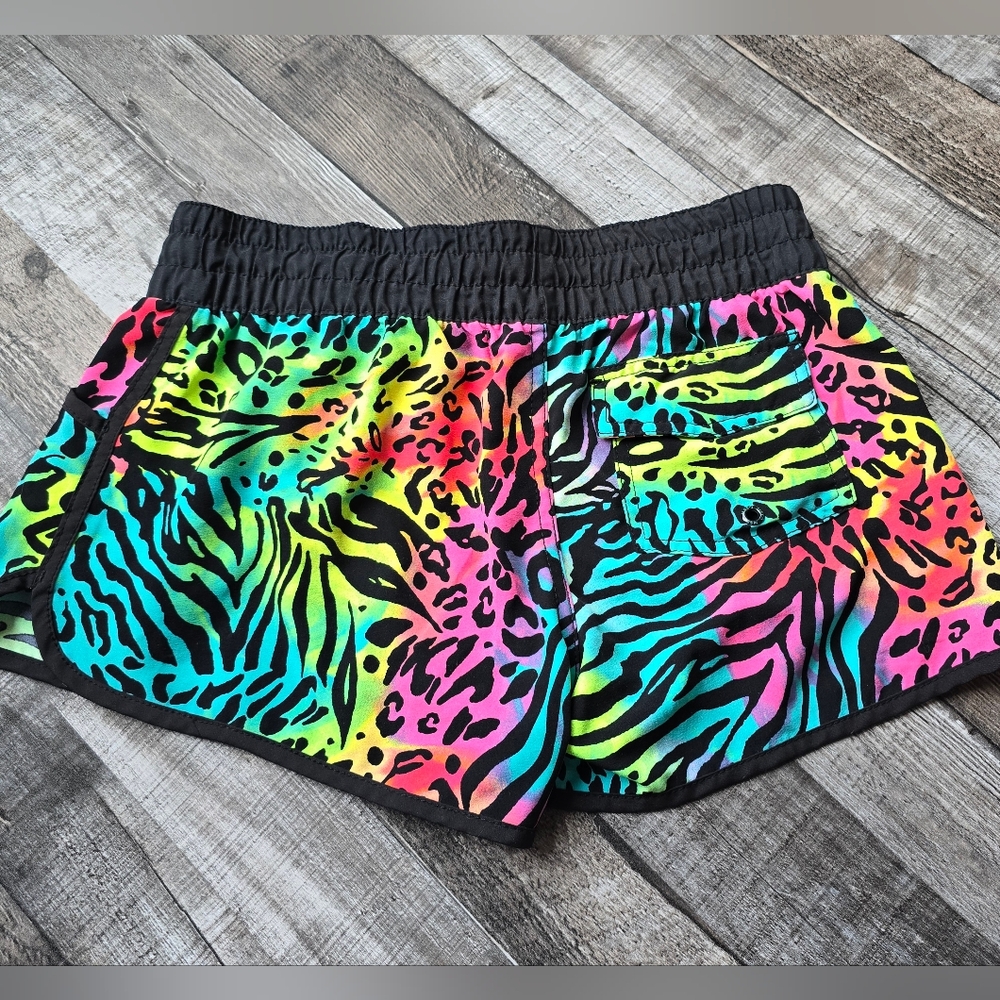M4EO Made For Each Other Multicolor Zebra Fluorescent Summer Shorts Womens Med - Picture 6 of 9